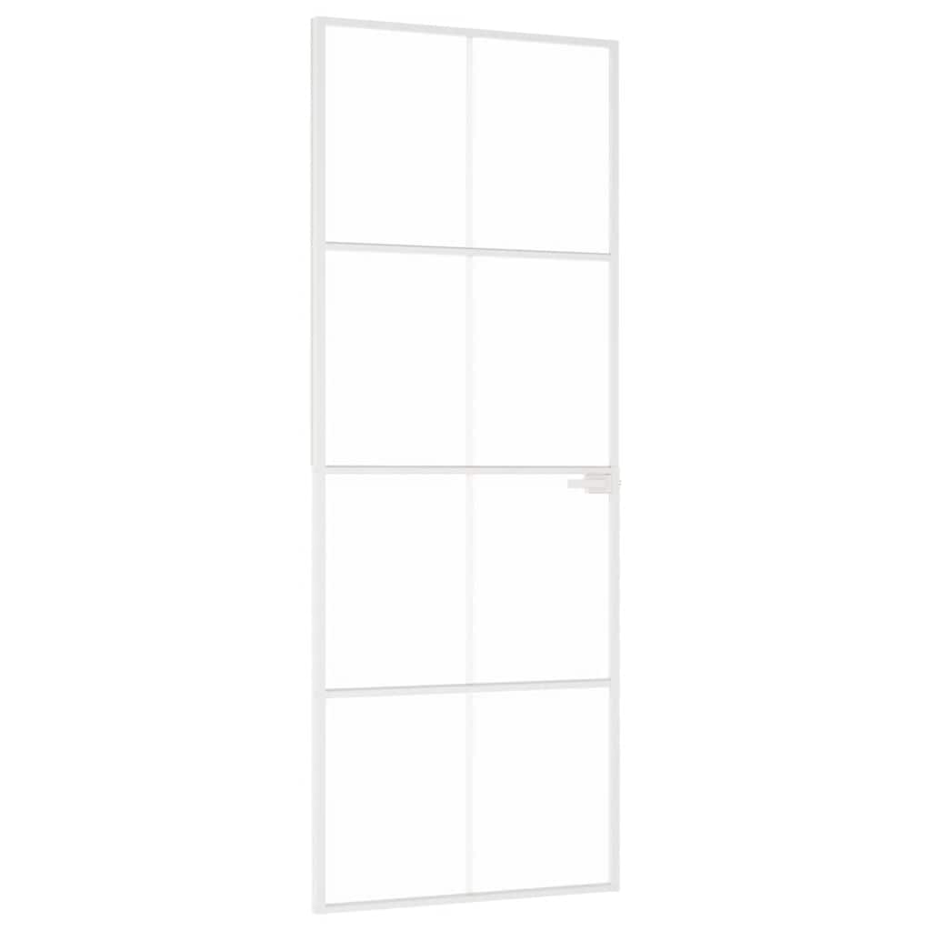 Ușă de interior alb 76x201,5 cm sticlă securiz. / aluminiu slim