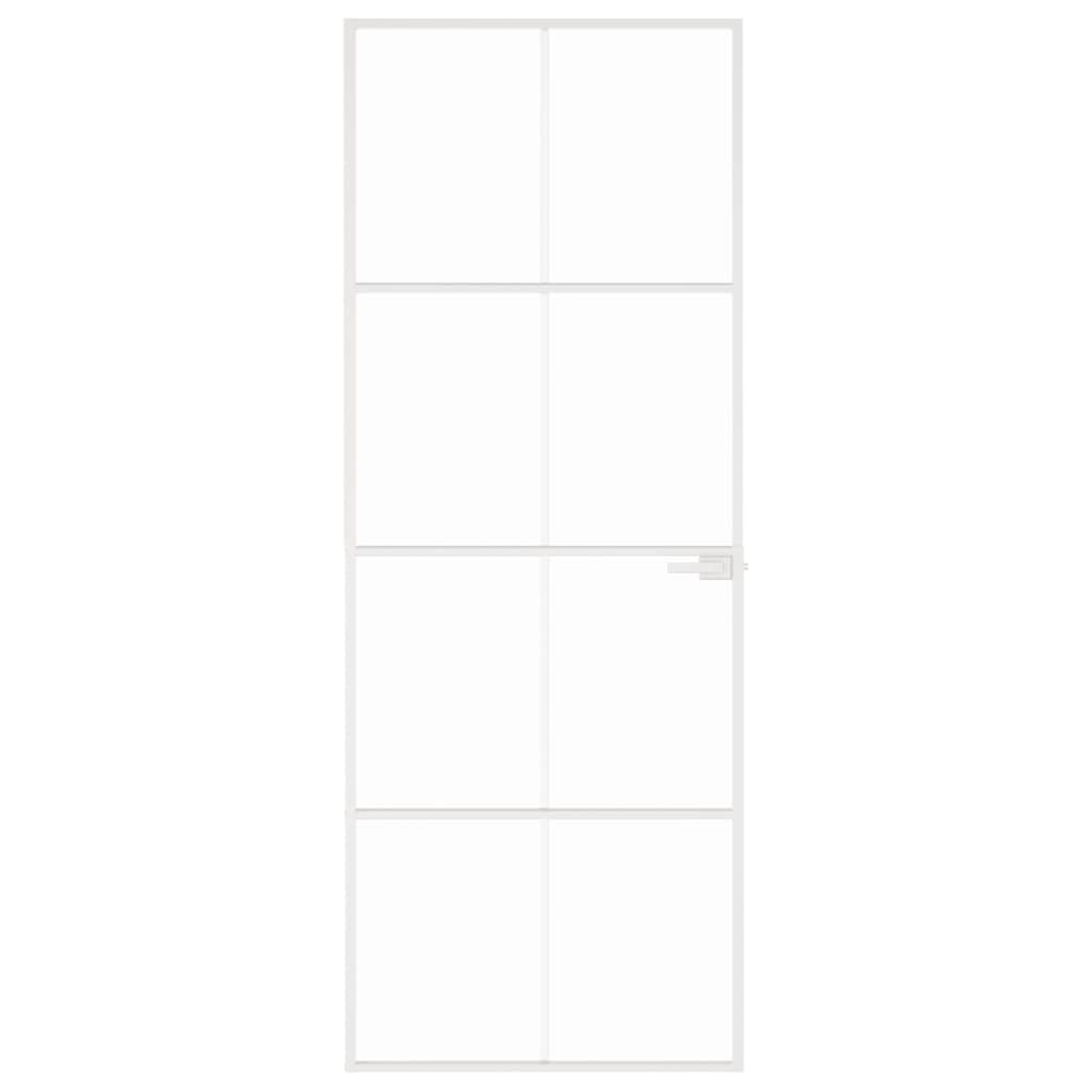 Ușă de interior alb 76x201,5 cm sticlă securiz. / aluminiu slim