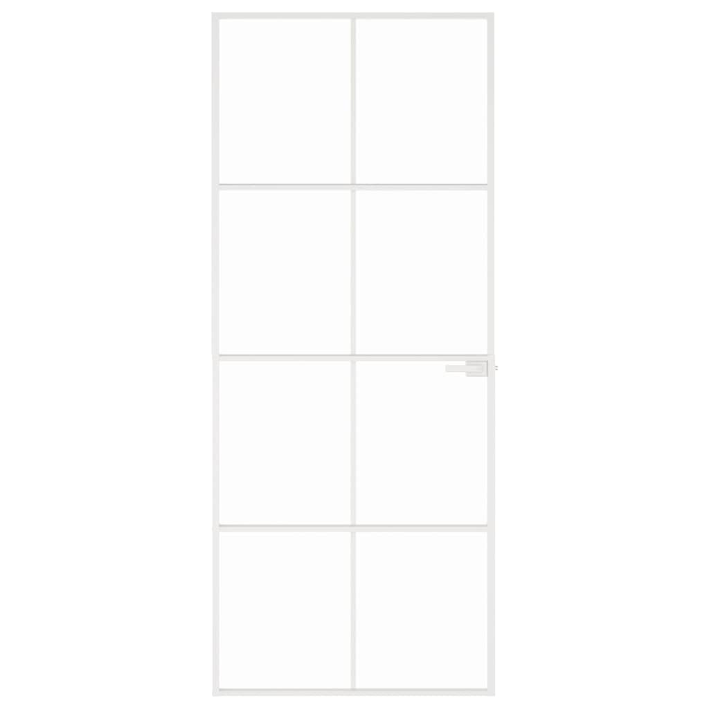 Ușă de interior alb 83x201,5 cm sticlă securiz. / aluminiu slim