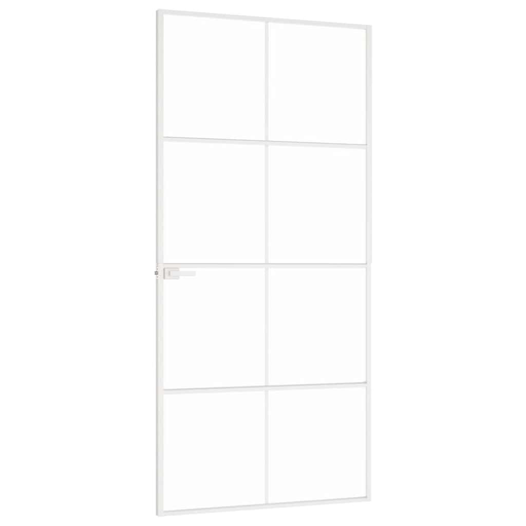 Ușă de interior alb 93x201,5 cm sticlă securiz. / aluminiu slim