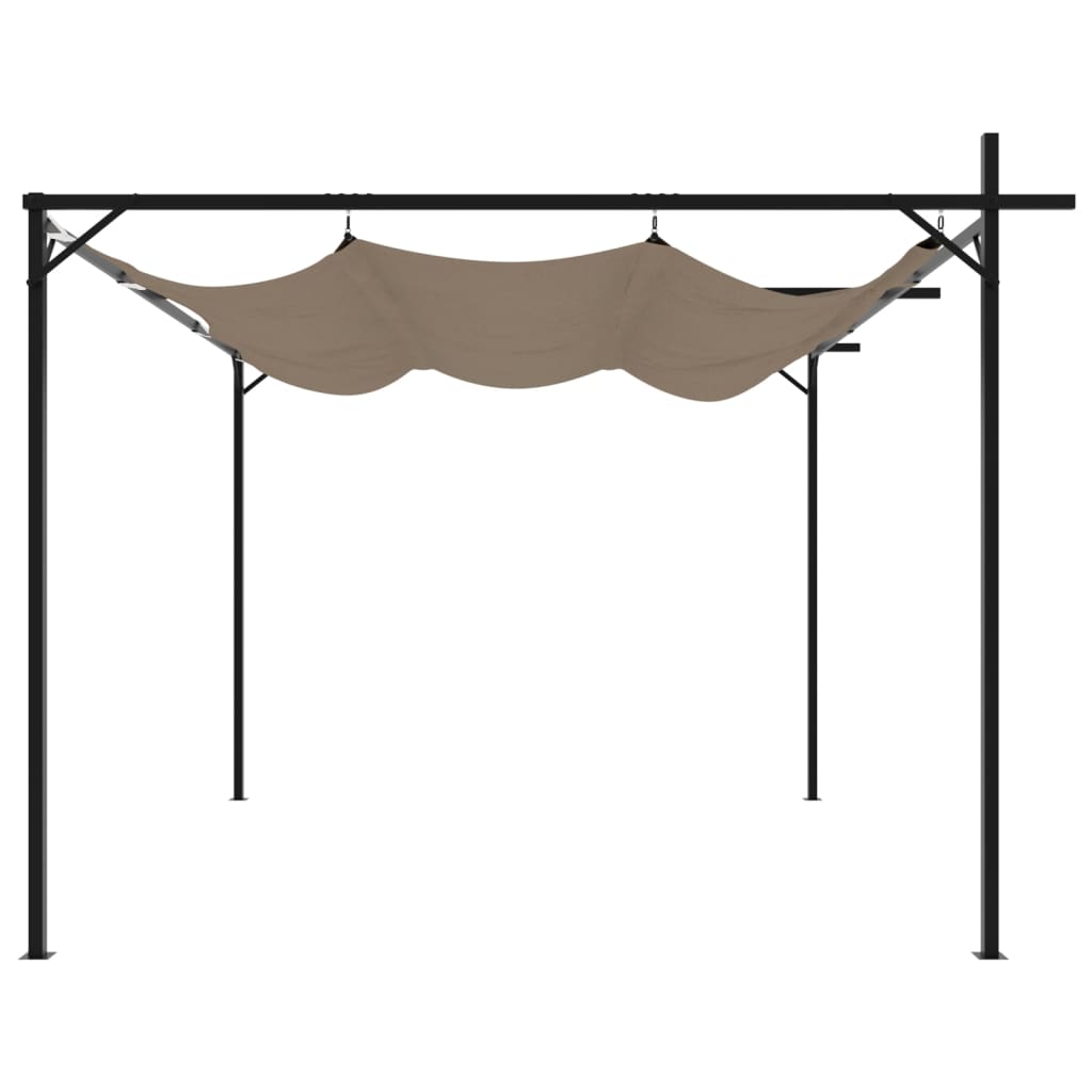 Pergola cu acoperiș retractabil, gri taupe, 295x292x230 cm