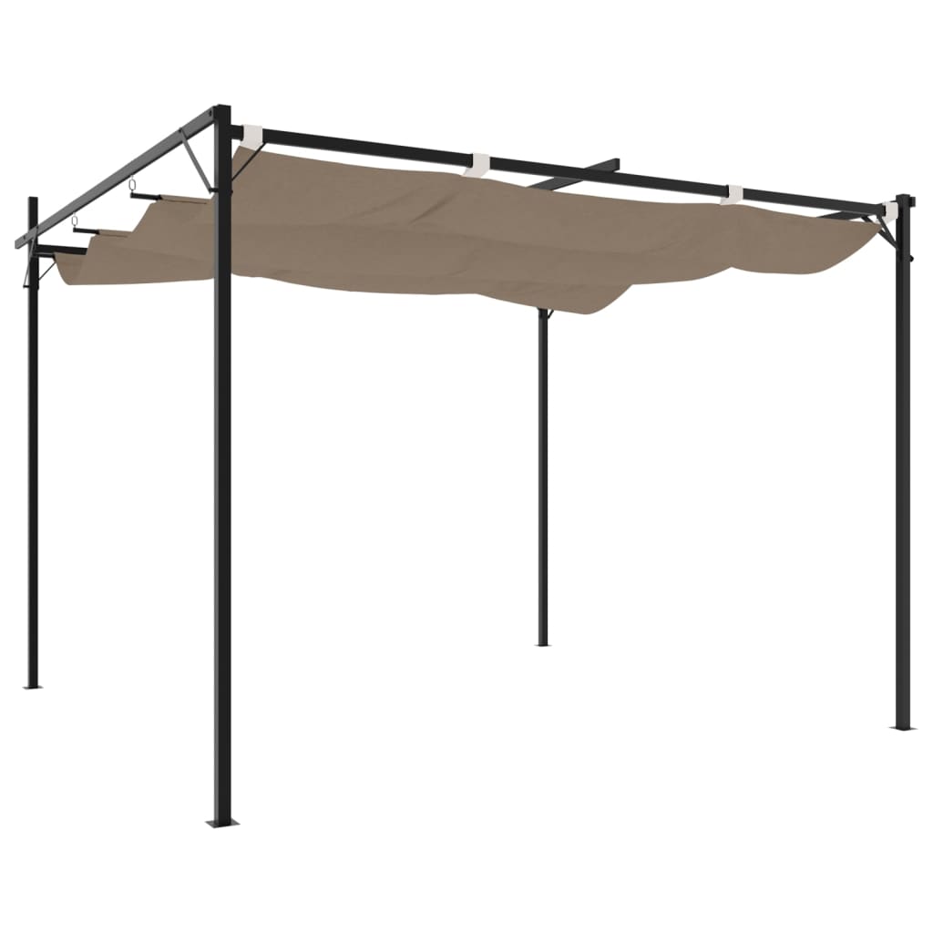 Pergola cu acoperiș retractabil, gri taupe, 295x292x230 cm