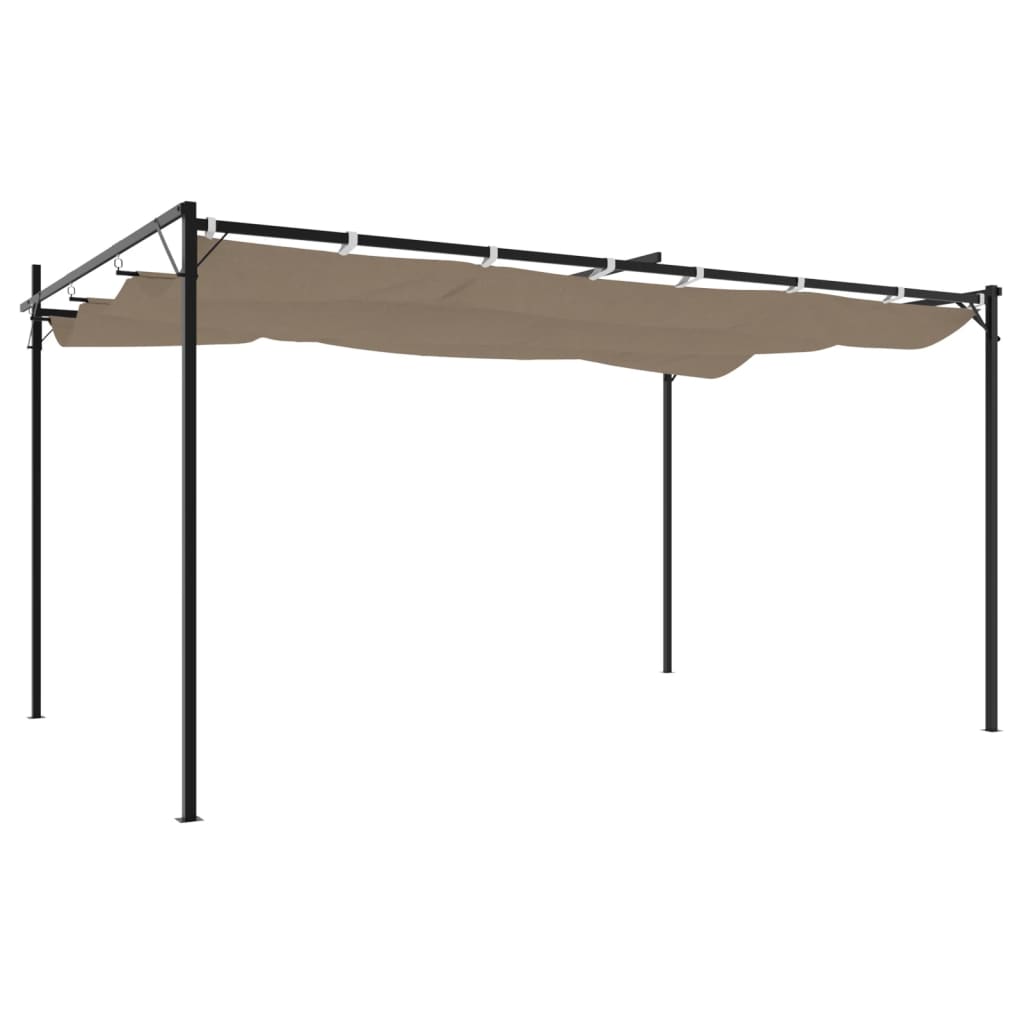 Pergola cu acoperiș retractabil, gri taupe, 395x292x230 cm