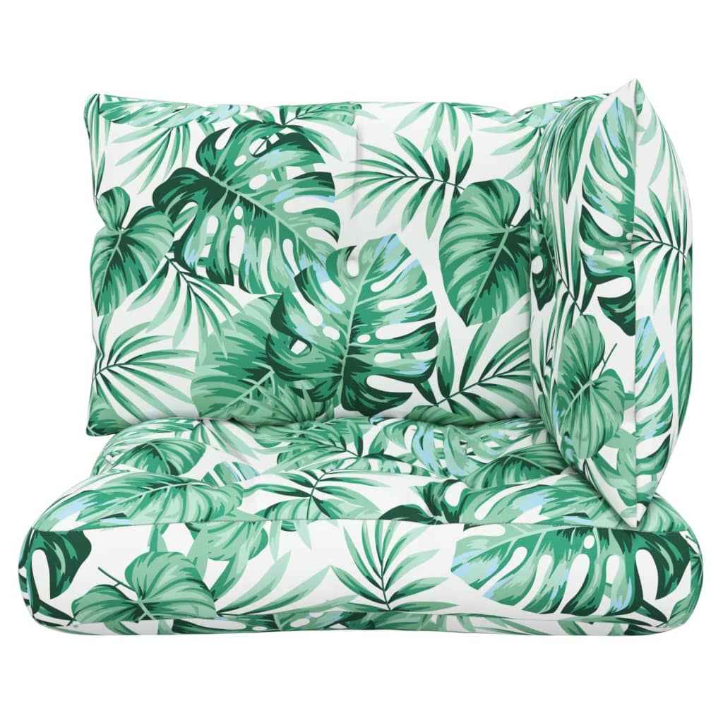 Perne de paleți, 3 buc., model cu frunze, material textil