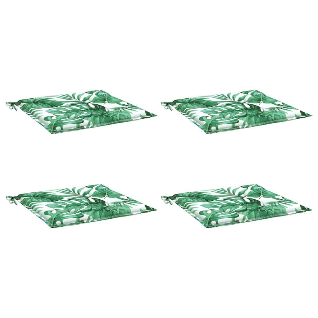 Perne de scaun, model frunze, 4 buc., 40x40x4 cm, textil