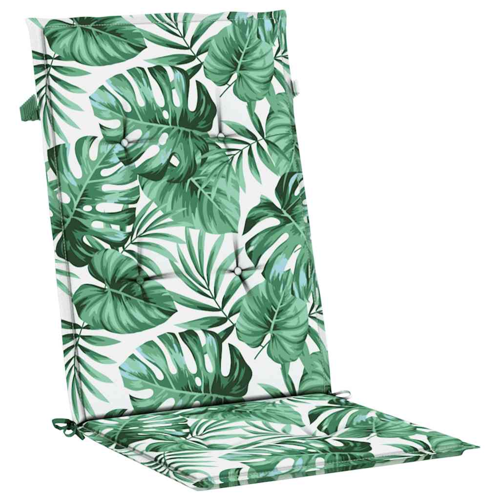 Perne de scaun spătar înalt, 2 buc., model frunze, textil