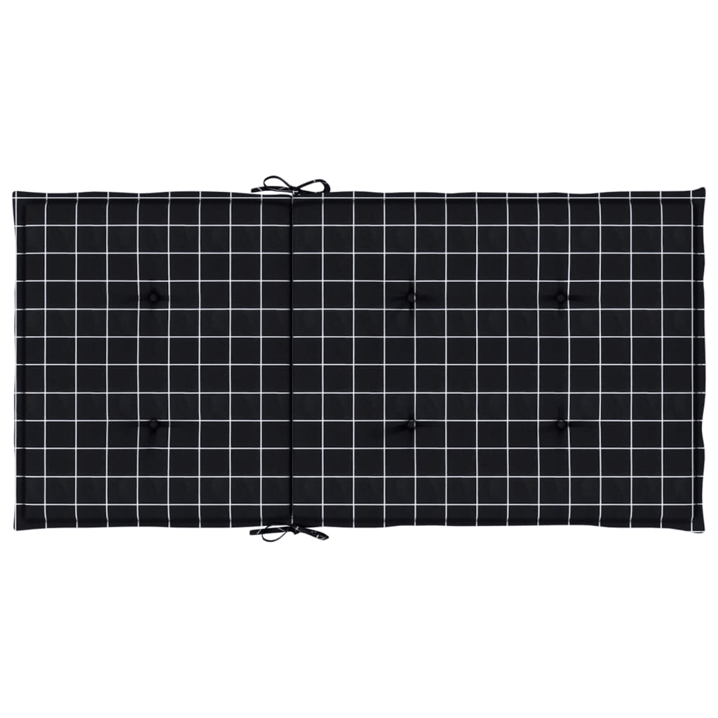 Perne de scaun spătar jos, 2 buc. negru, model carouri, textil