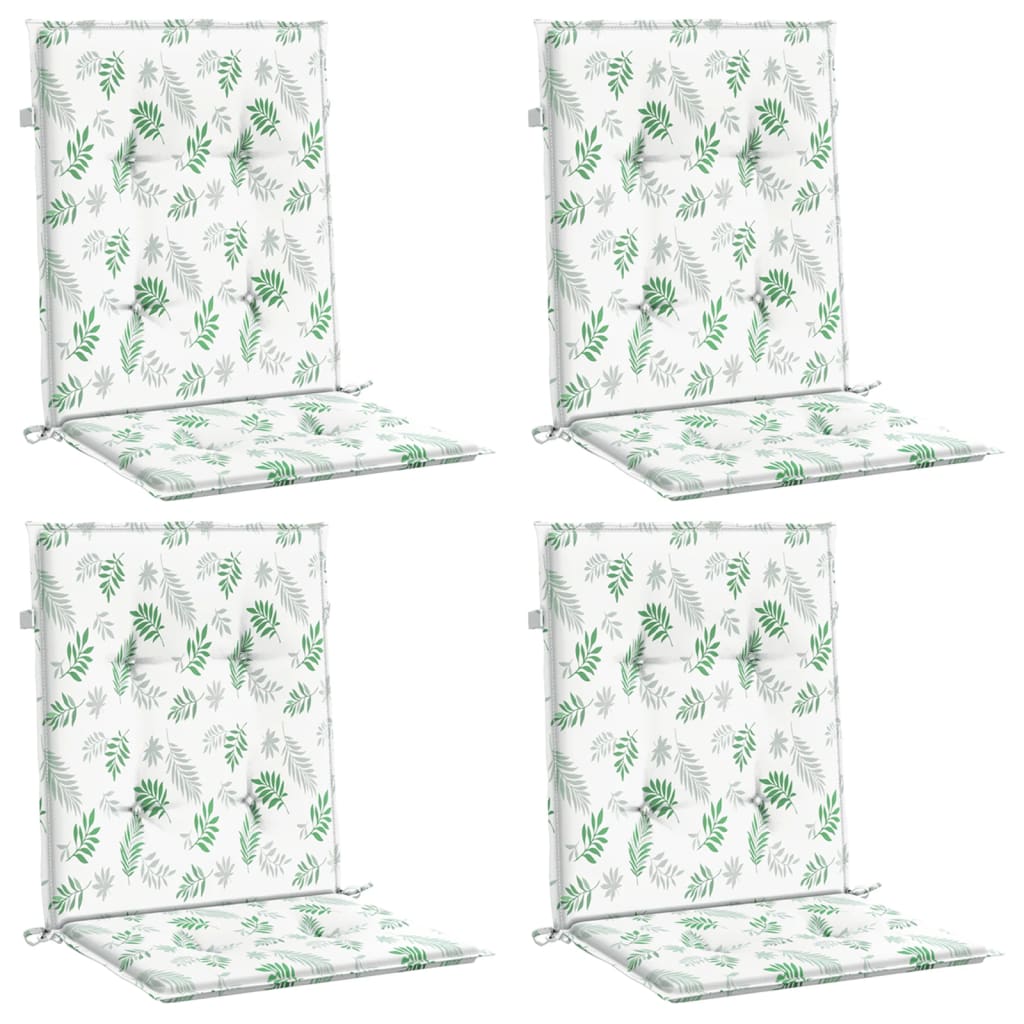 Perne de scaun spătar jos, 4 buc., model frunze, textil