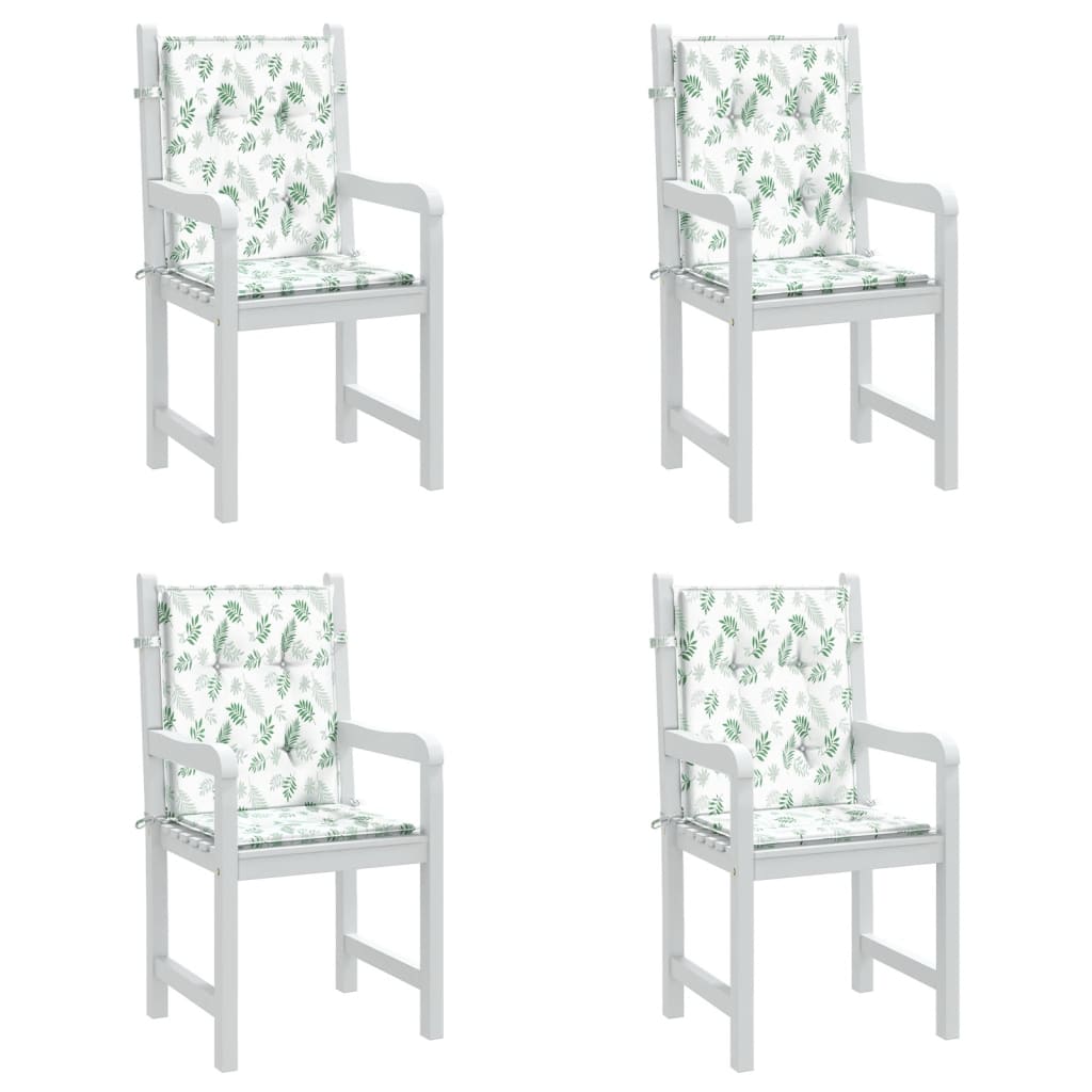 Perne de scaun spătar jos, 4 buc., model frunze, textil