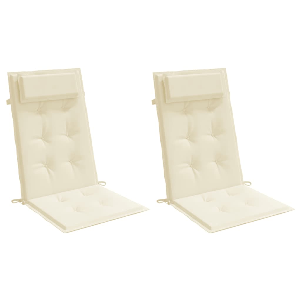 Perne scaun cu spătar înalt 2 buc, crem, țesătură Oxford