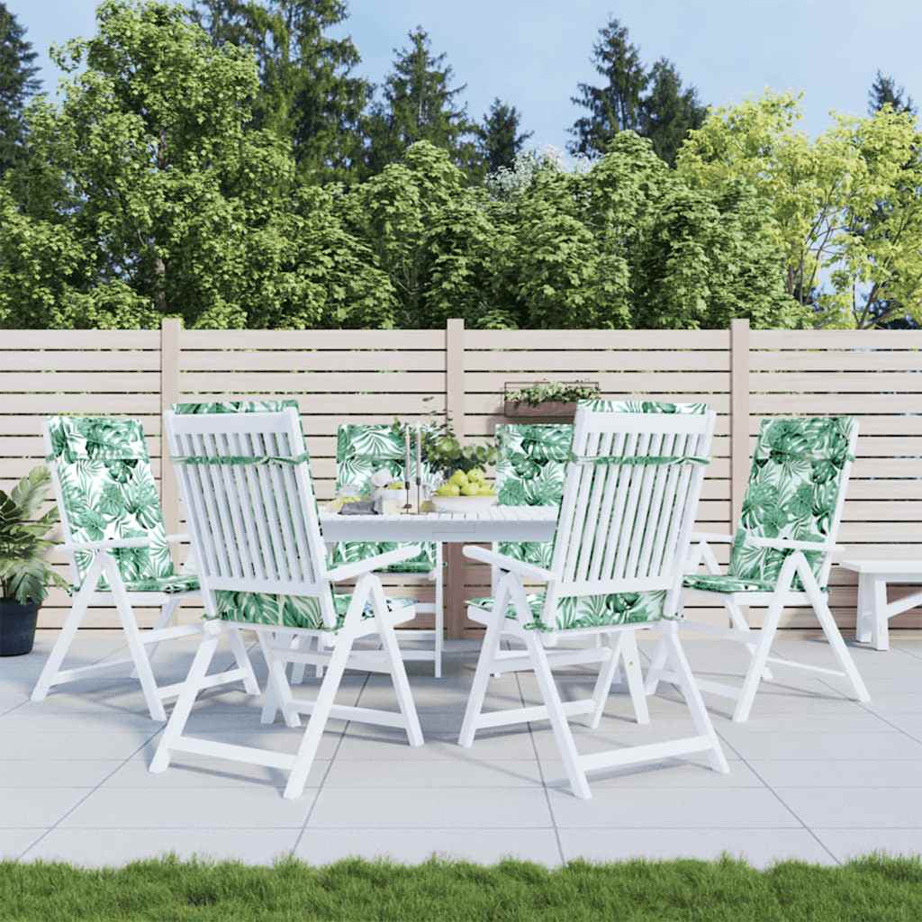 Perne de scaun spătar înalt, 6 buc, model frunze, textil Oxford