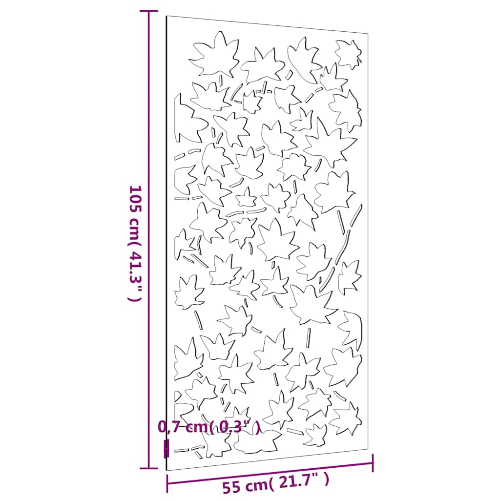 Decor de perete 105x55 cm design frunze arțar oțel Corten