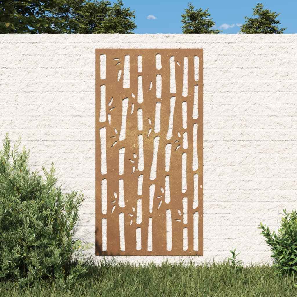 Decor perete de grădină 105x55 cm design bambus oțel Corten