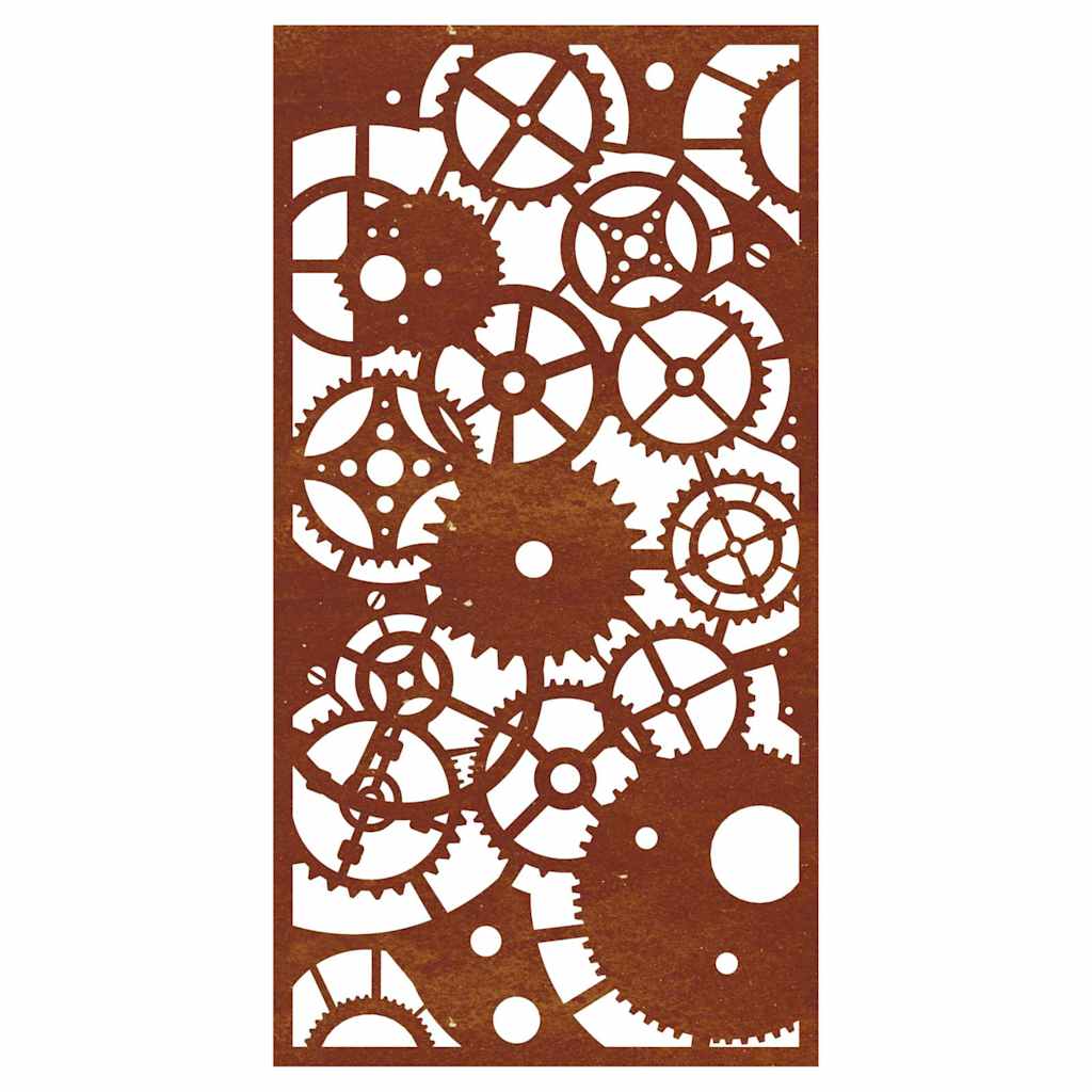 Decor perete grădină 105x55 cm design roți zimțare oțel Corten