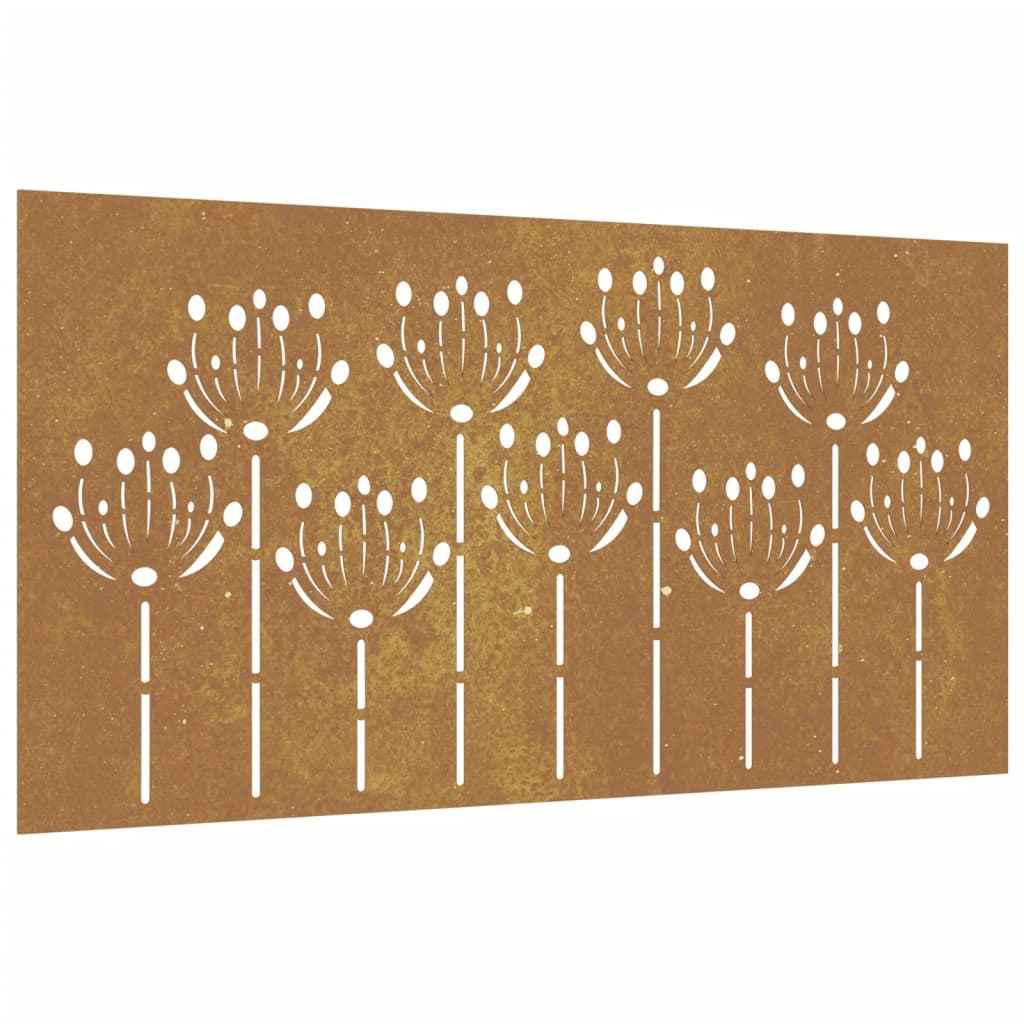 Decorație perete de grădină 105x55 cm design flori oțel Corten