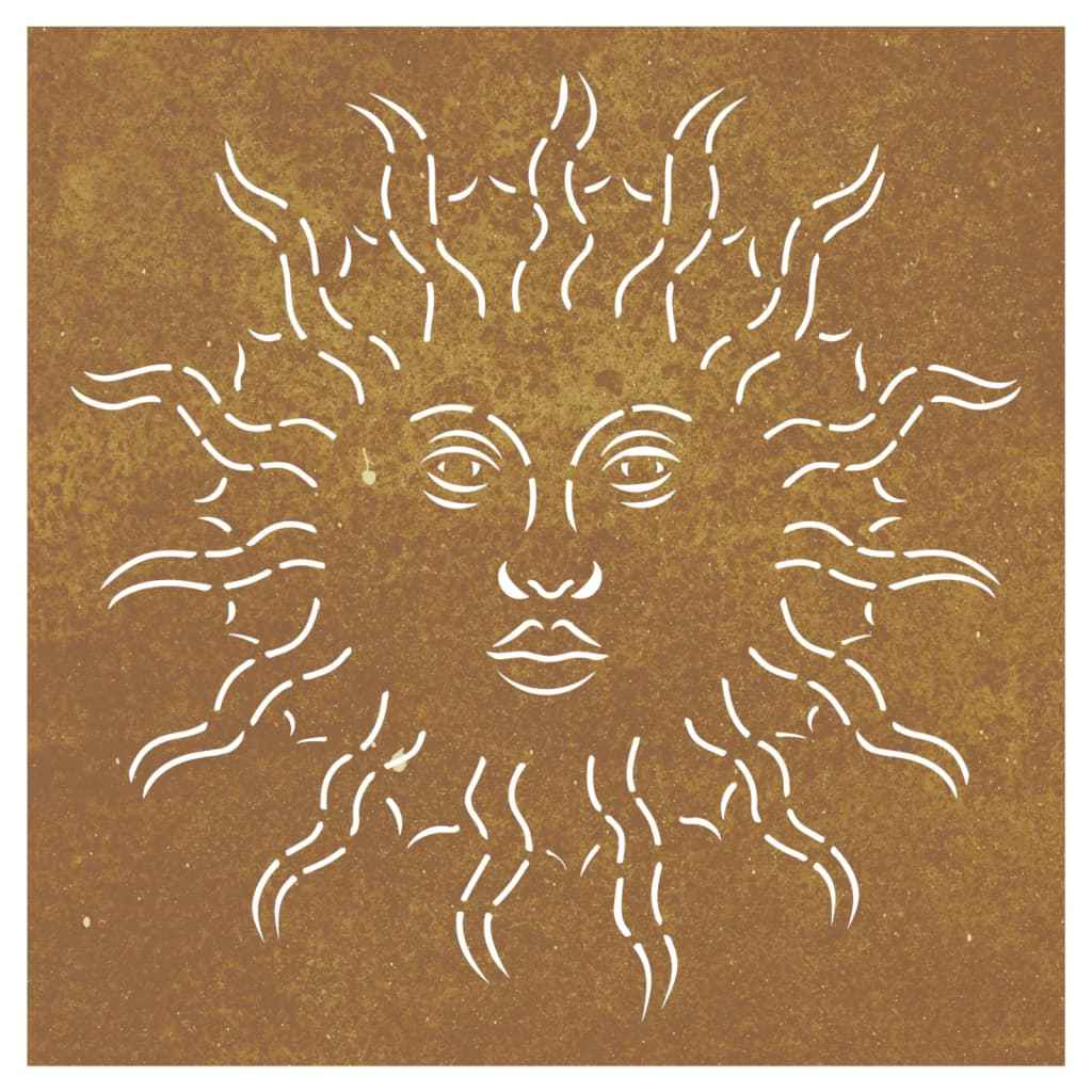 Decor perete de grădină 55x55 cm design soare oțel Corten