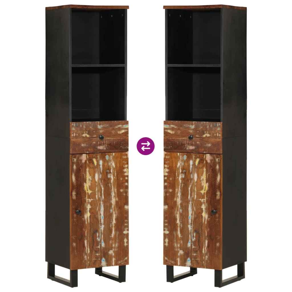 Dulap de baie, 38x33x160 cm, lemn masiv reciclat