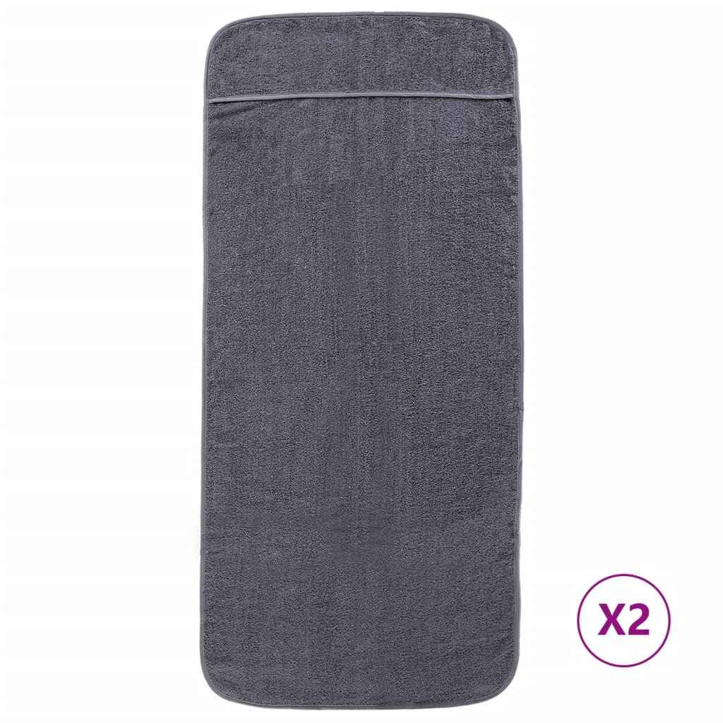 Prosoape de plajă, 2 buc., antracit, 75x200 cm, textil 400 GSM