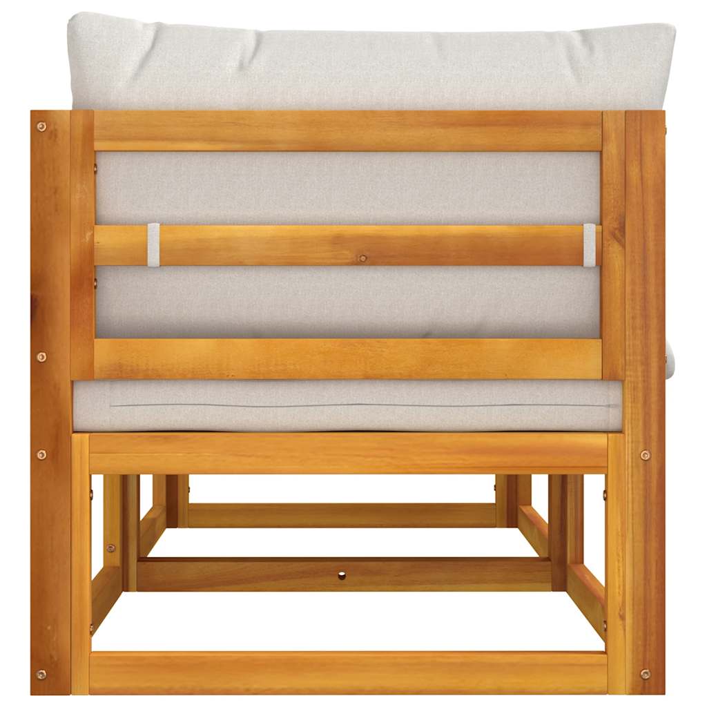 Canapele colț modulare, 2 buc, perne gri deschis, lemn acacia