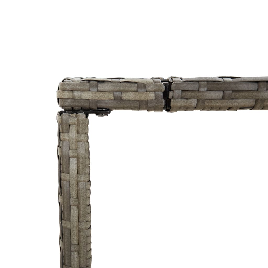 Masă de bar cu blat din sticlă, gri, 180x70x110 cm, poliratan