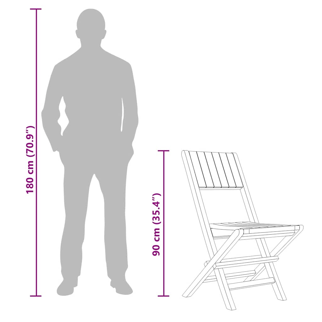 Scaune de grădină pliante, 2 buc, 47x61x90 cm, lemn masiv tec