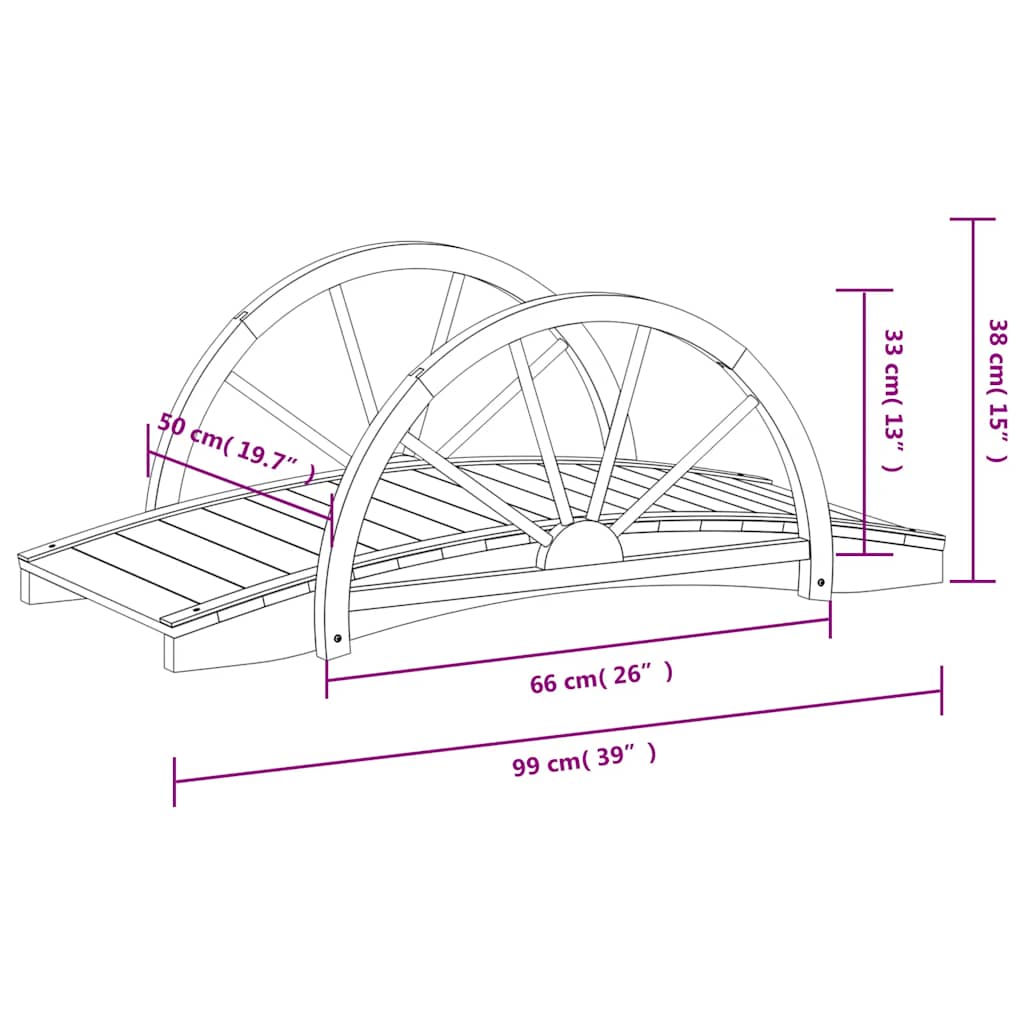 Pod de grădină jumătate de roată 99x50x38 cm lemn masiv brad
