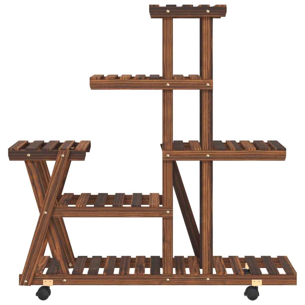 Suport pentru flori cu roți, 95x25x101 cm, lemn masiv de brad