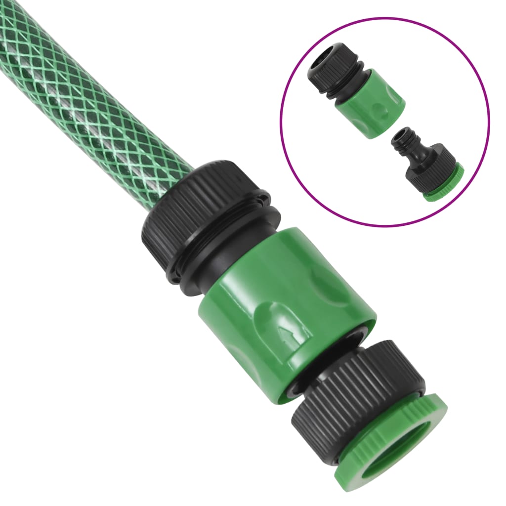 Furtun de grădină cu set de racorduri, verde, 0,75", 30 m, PVC