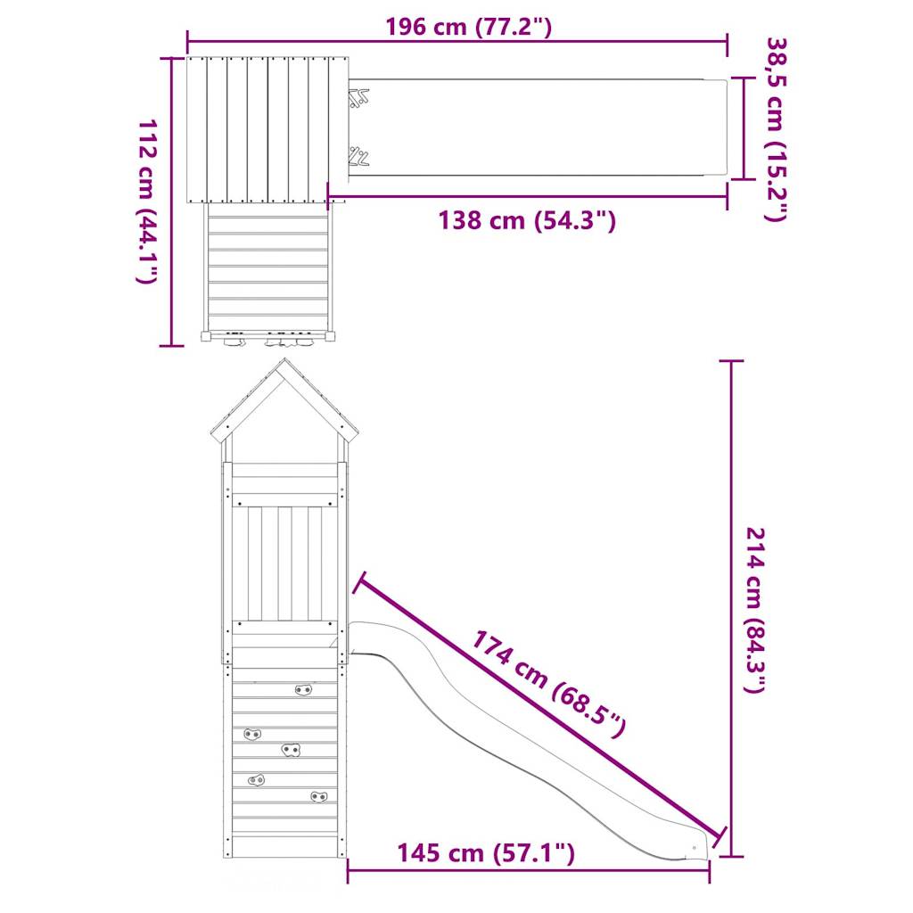 Set de joacă pentru exterior, lemn masiv de douglas