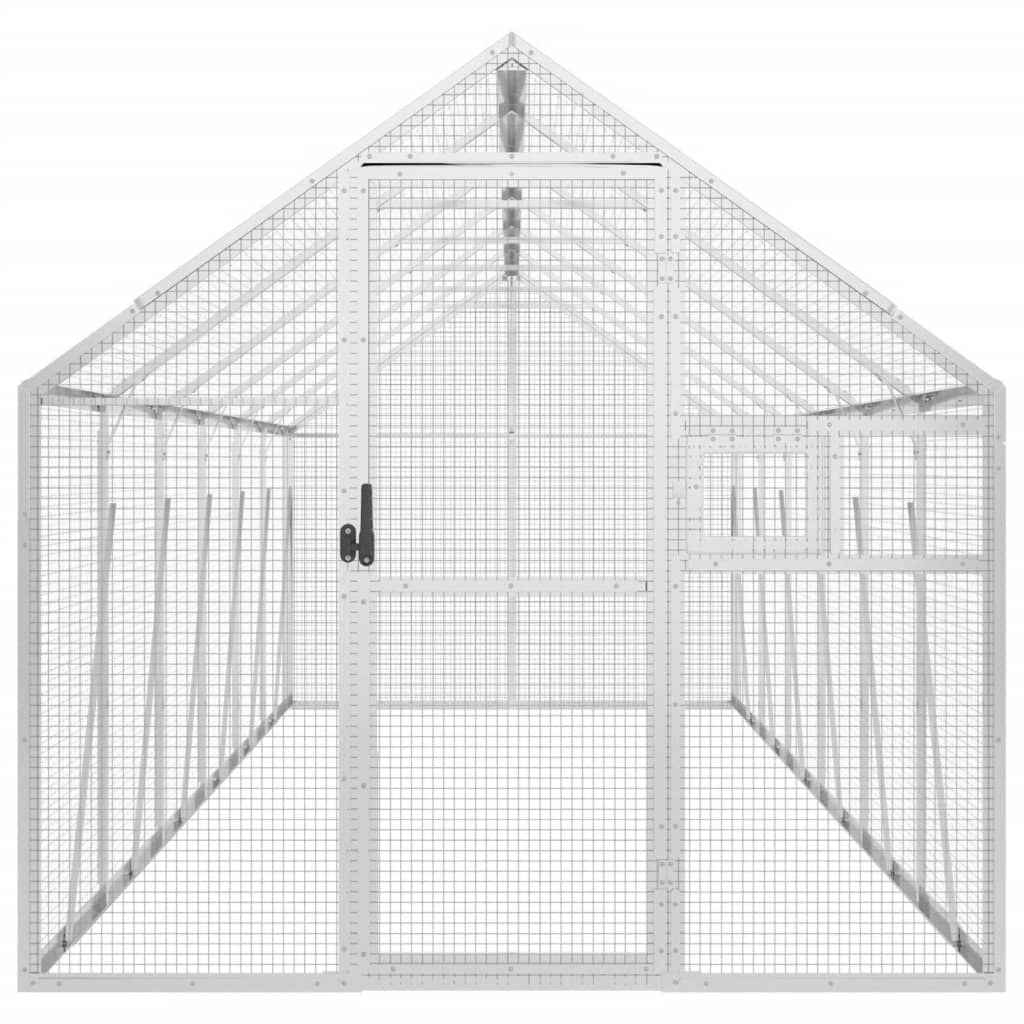 Volieră de păsări, argintiu, 1,79x6x1,85 m, aluminiu
