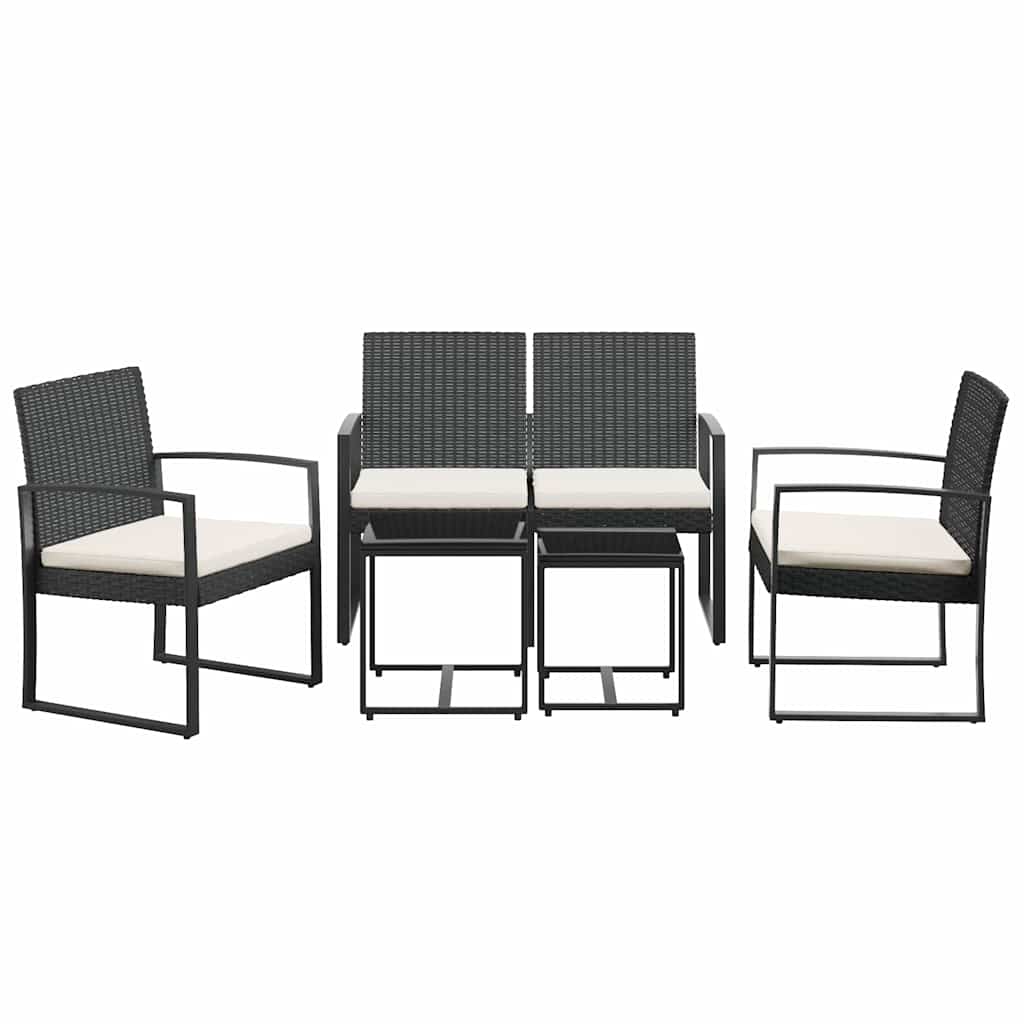Set mobilier de grădină cu perne, 5 piese, negru, PP ratan