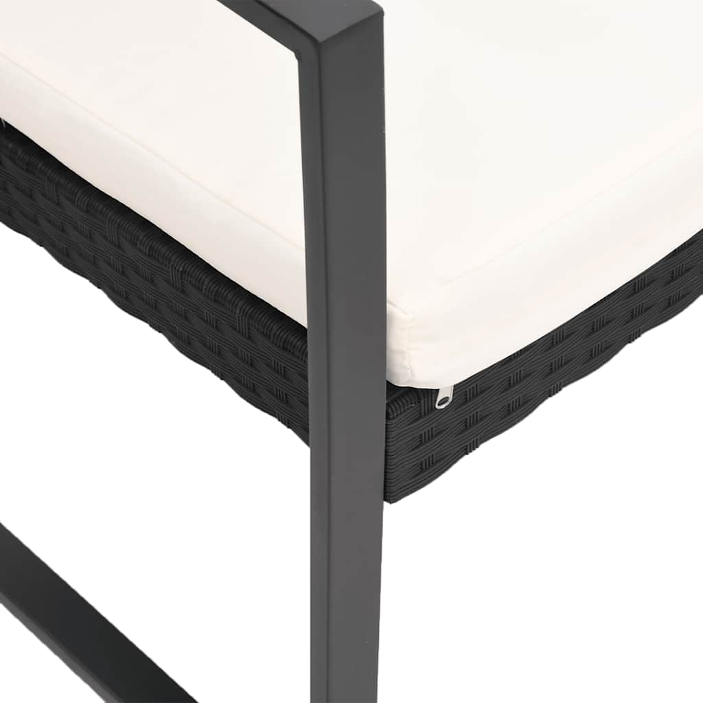 Set mobilier de grădină cu perne, 5 piese, negru, PP ratan