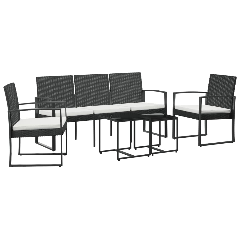 Set mobilier de grădină cu perne, 5 piese, negru, PP ratan