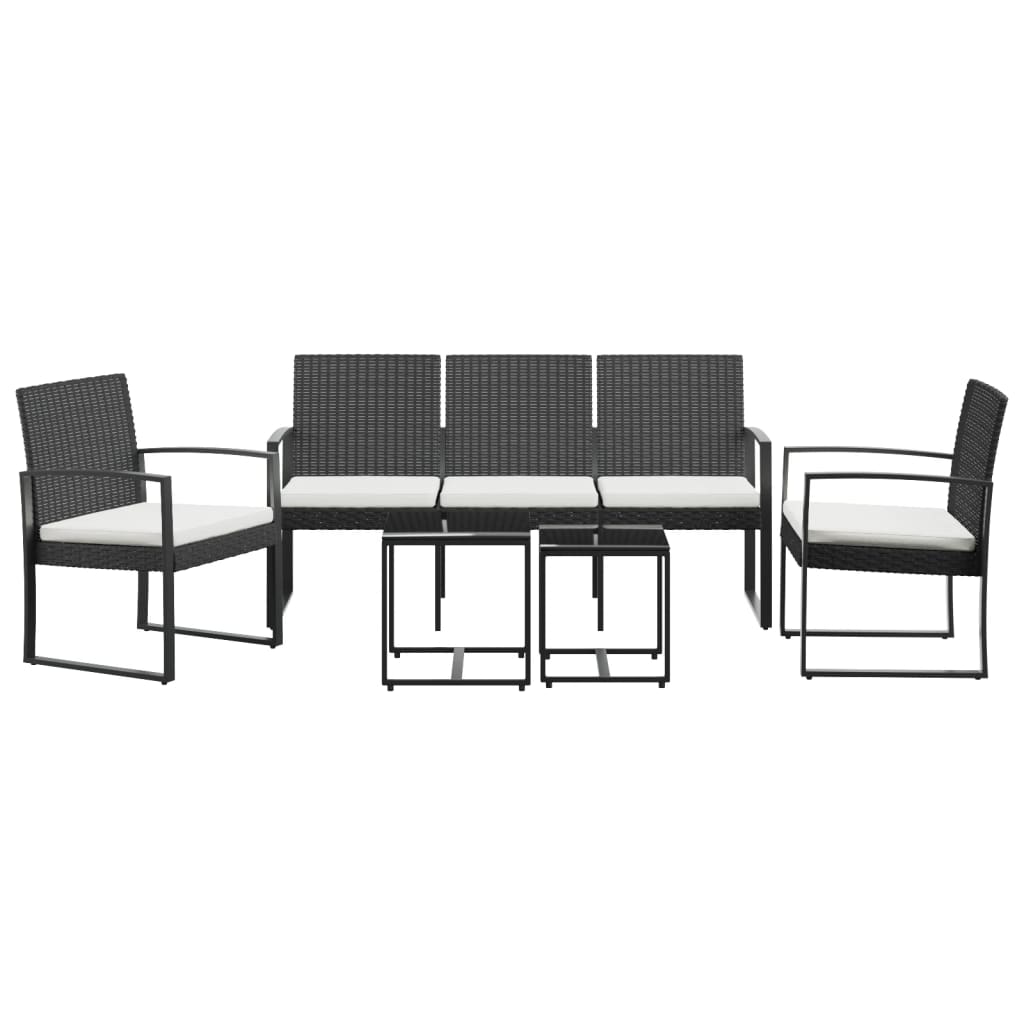 Set mobilier de grădină cu perne, 5 piese, negru, PP ratan