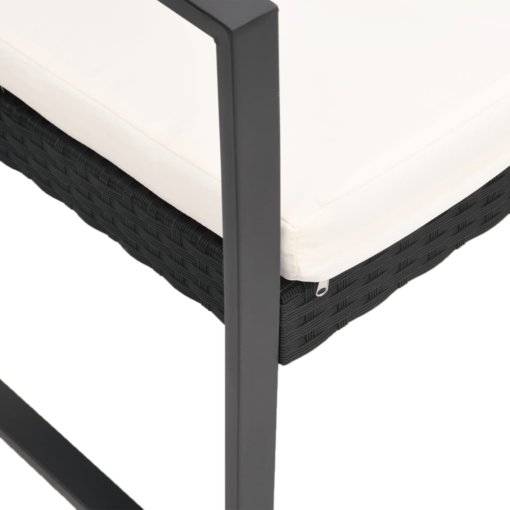 Set mobilier de grădină cu perne, 5 piese, negru, PP ratan