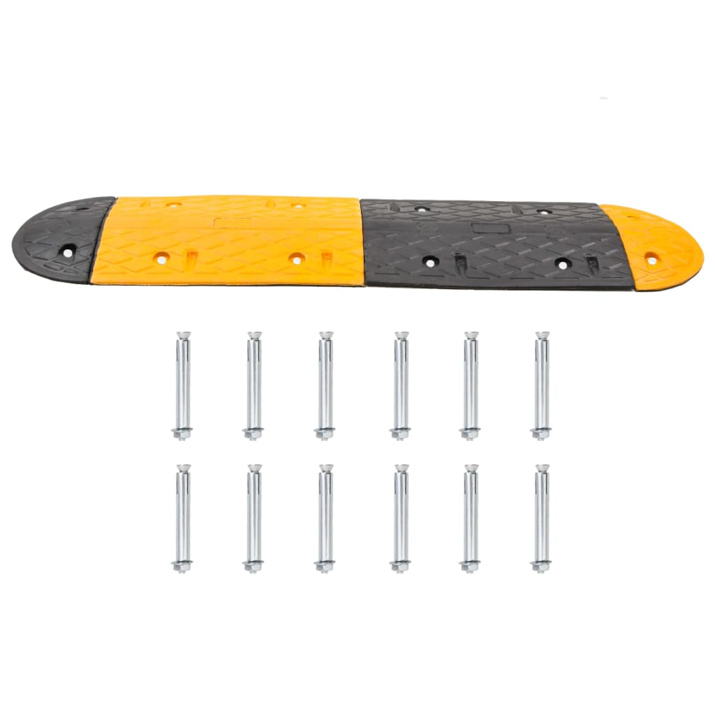 Prag limitator de viteză, galben&negru, 323x32,5x4 cm, cauciuc