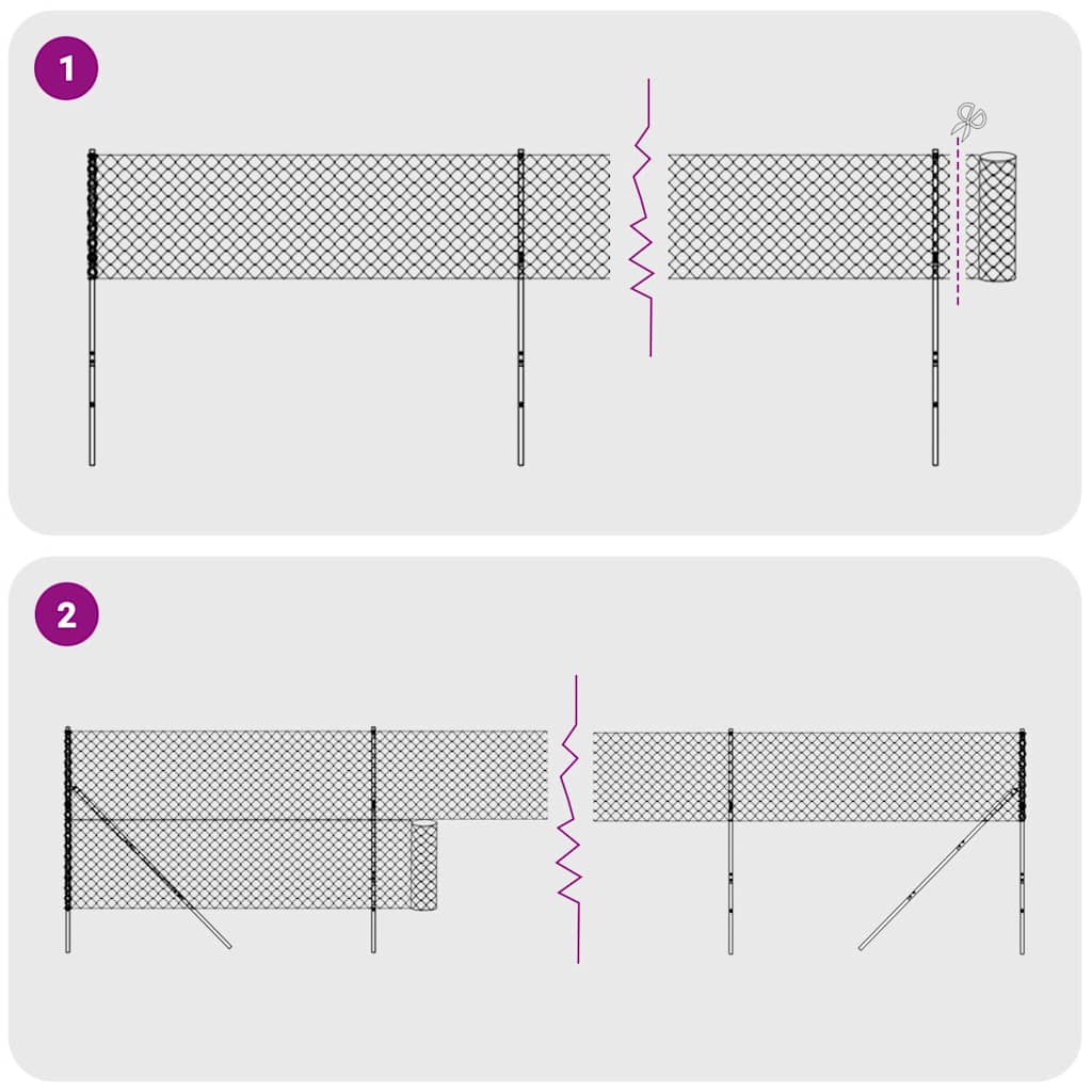 Gard plasă de sârmă cu țăruși de fixare, antracit, 2,2x25 m