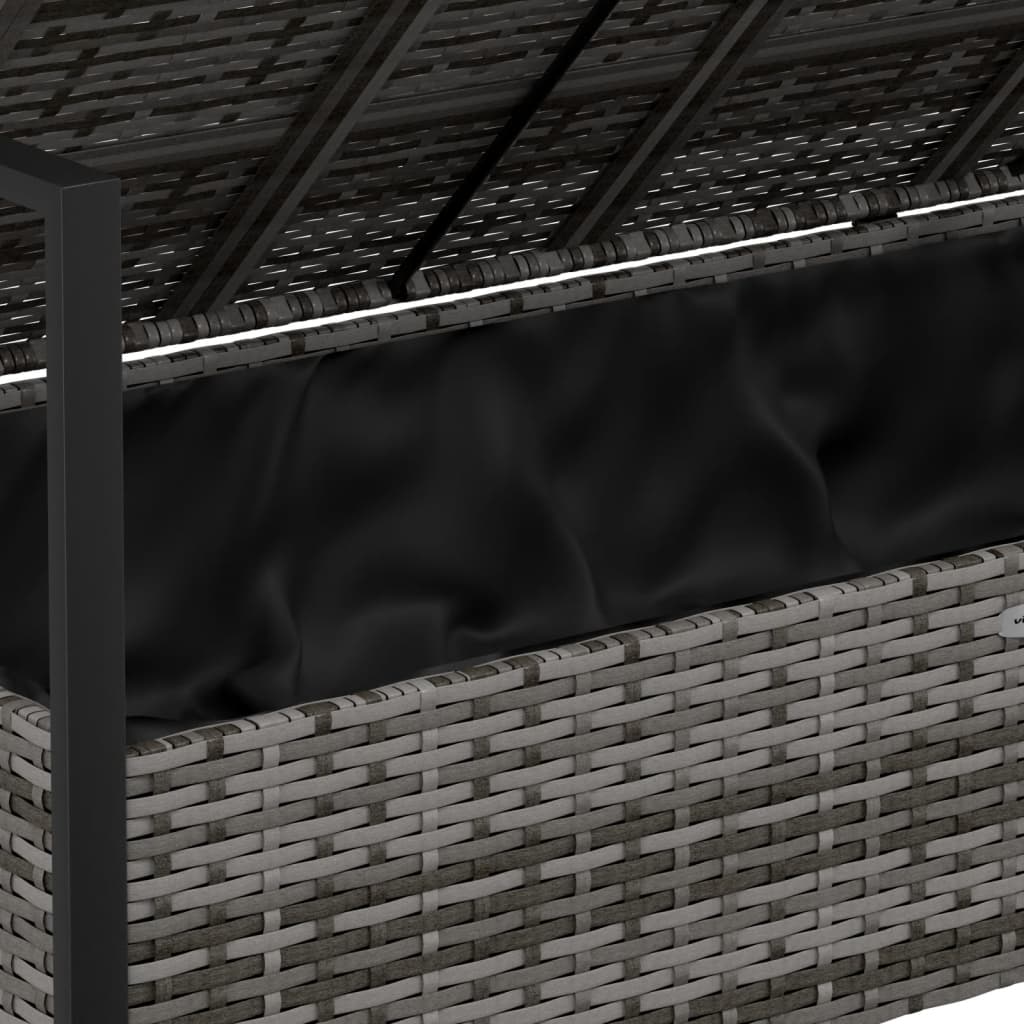 Bancă de grădină cu 2 locuri, cu perne, gri, poliratan