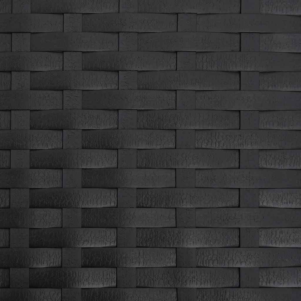 Scaun de grădină cu taburet, negru, poliratan