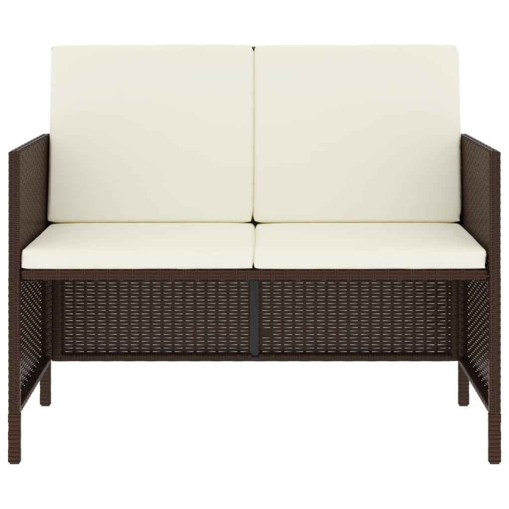 Set mobilier de grădină, 6 piese, cu perne, maro, poliratan