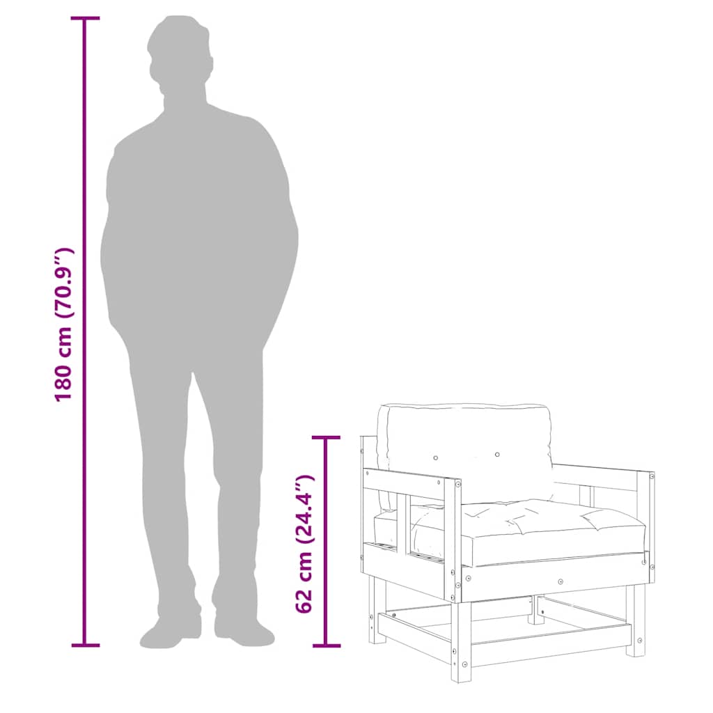 Scaune de grădină cu perne, 2 buc., gri, lemn masiv de pin