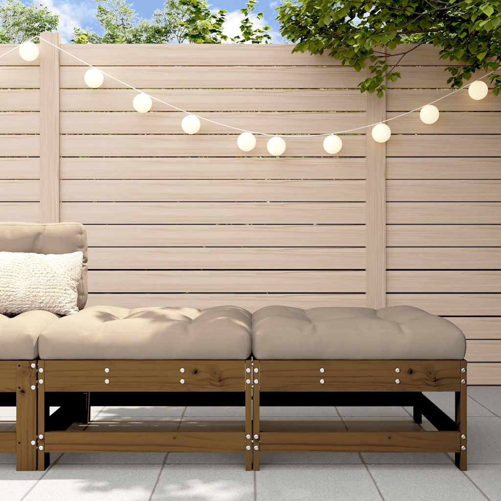 Taburete de grădină cu perne 2 buc. maro miere lemn masiv pin