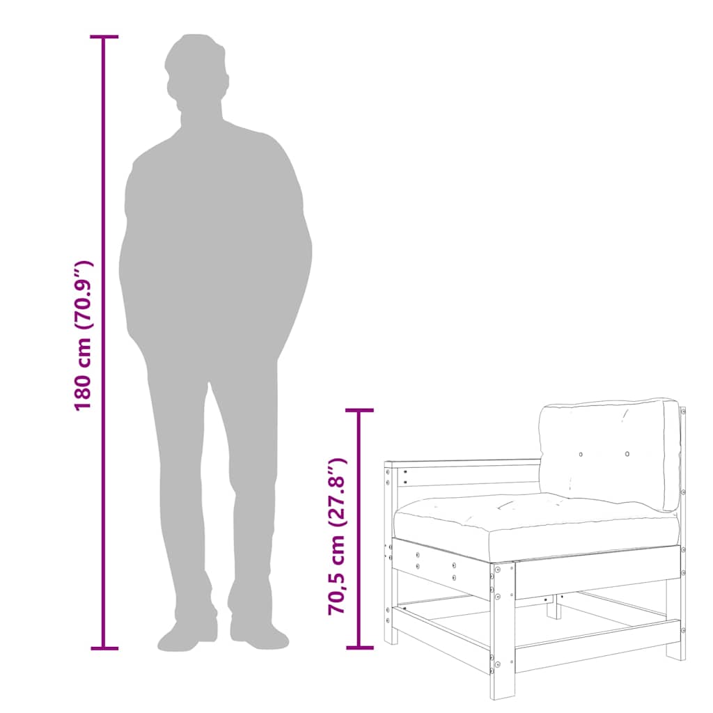 Set mobilier de grădină cu perne, 3 piese, negru, lemn masiv