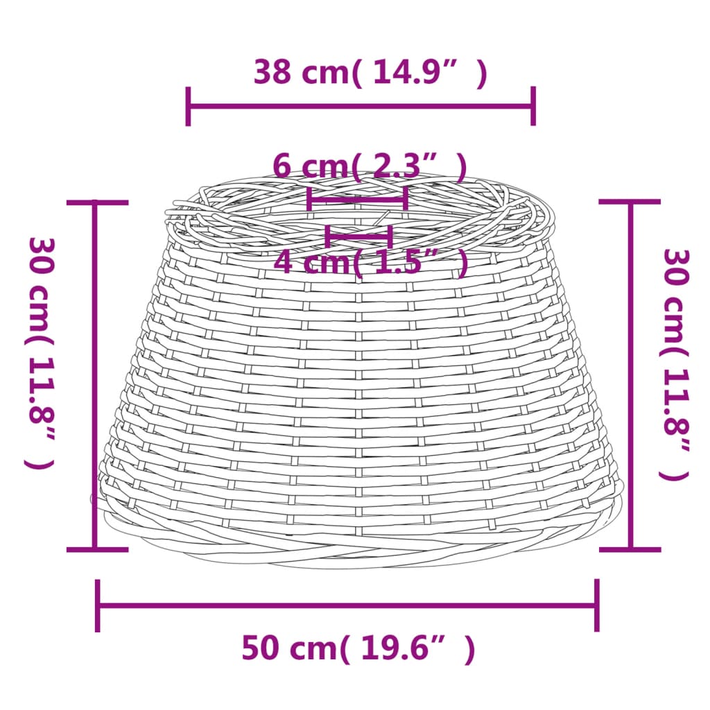 Abajur lustră, maro, Ø50x30 cm, răchită