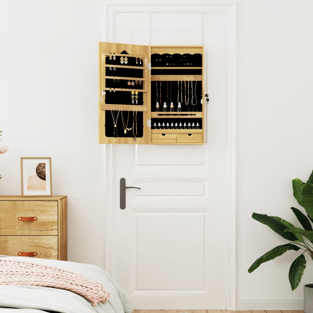 Dulap de bijuterii cu oglindă montat pe perete 37,5x10x67 cm