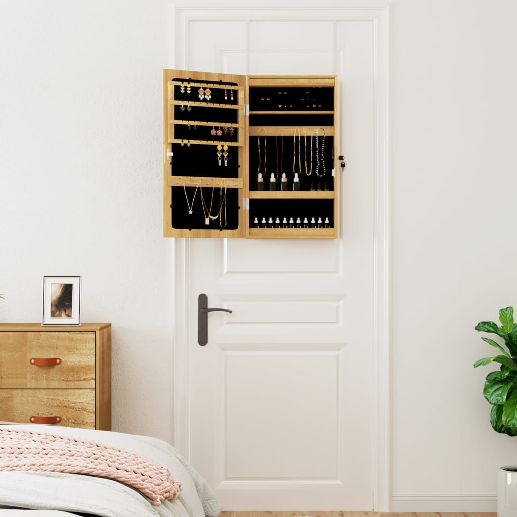 Dulap de bijuterii cu oglindă și lumini LED, montaj pe perete