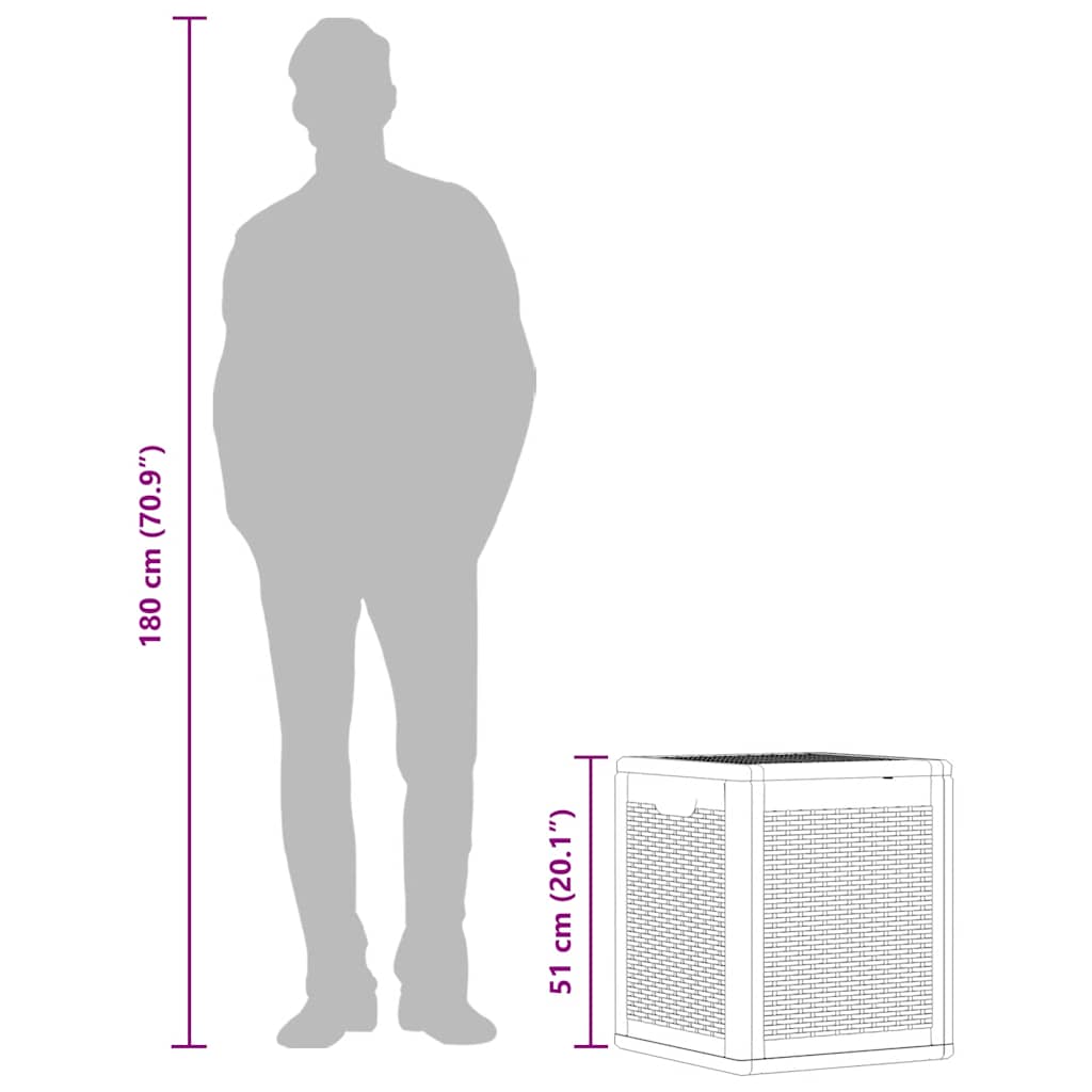 Cutie de depozitare pentru grădină, gri, 90 L, PP ratan