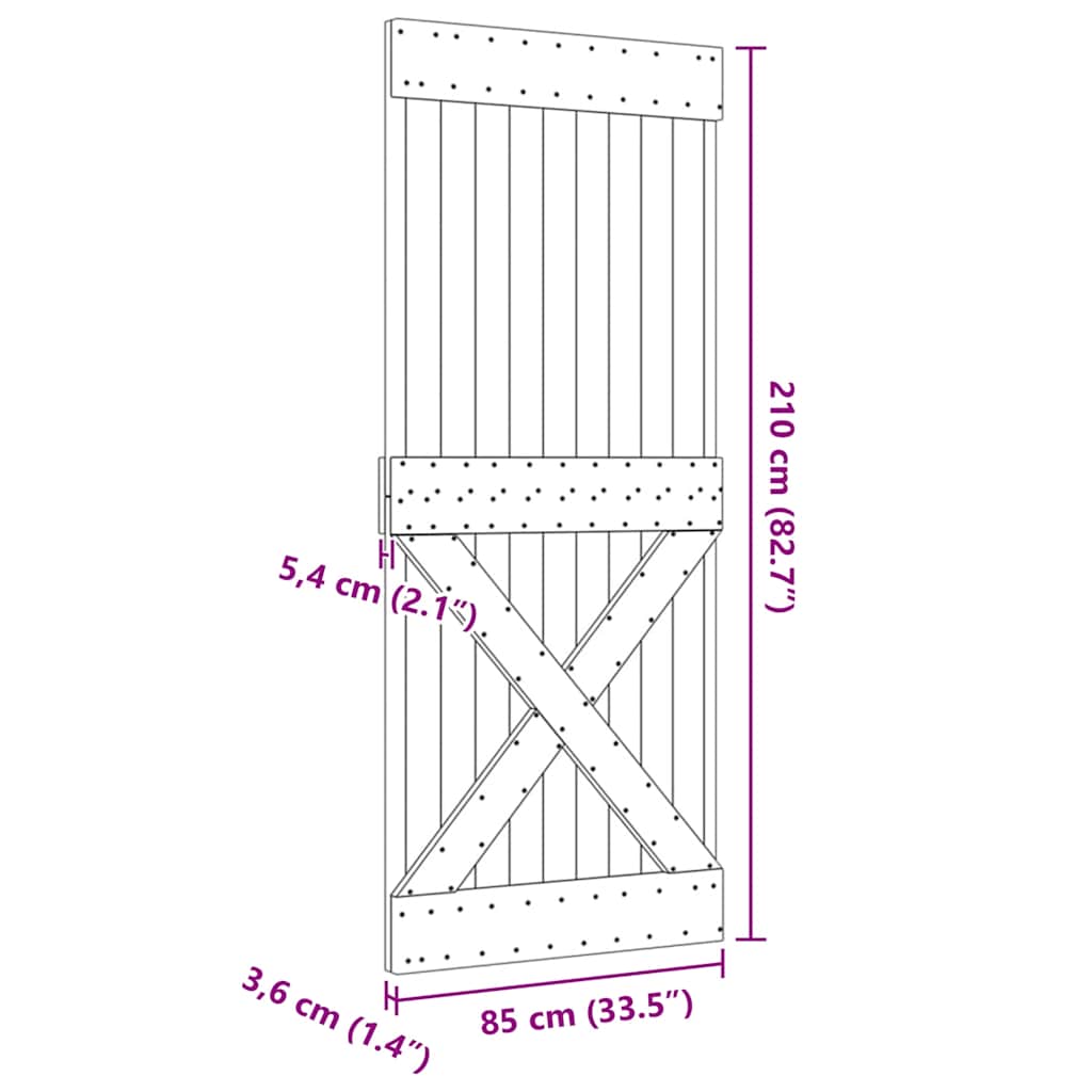 Ușă „NARVIK”, 85x210 cm, lemn masiv de pin