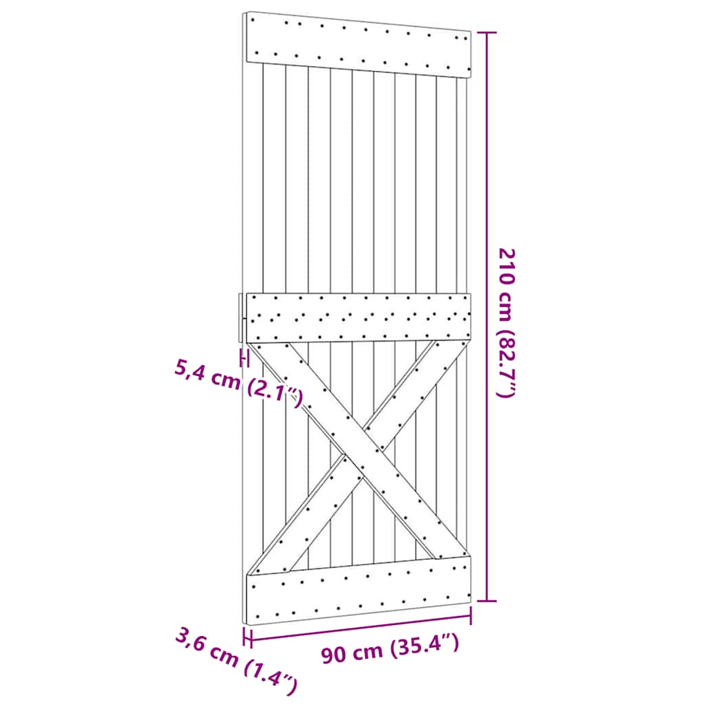 Ușă „NARVIK”, 90x210 cm, lemn masiv de pin