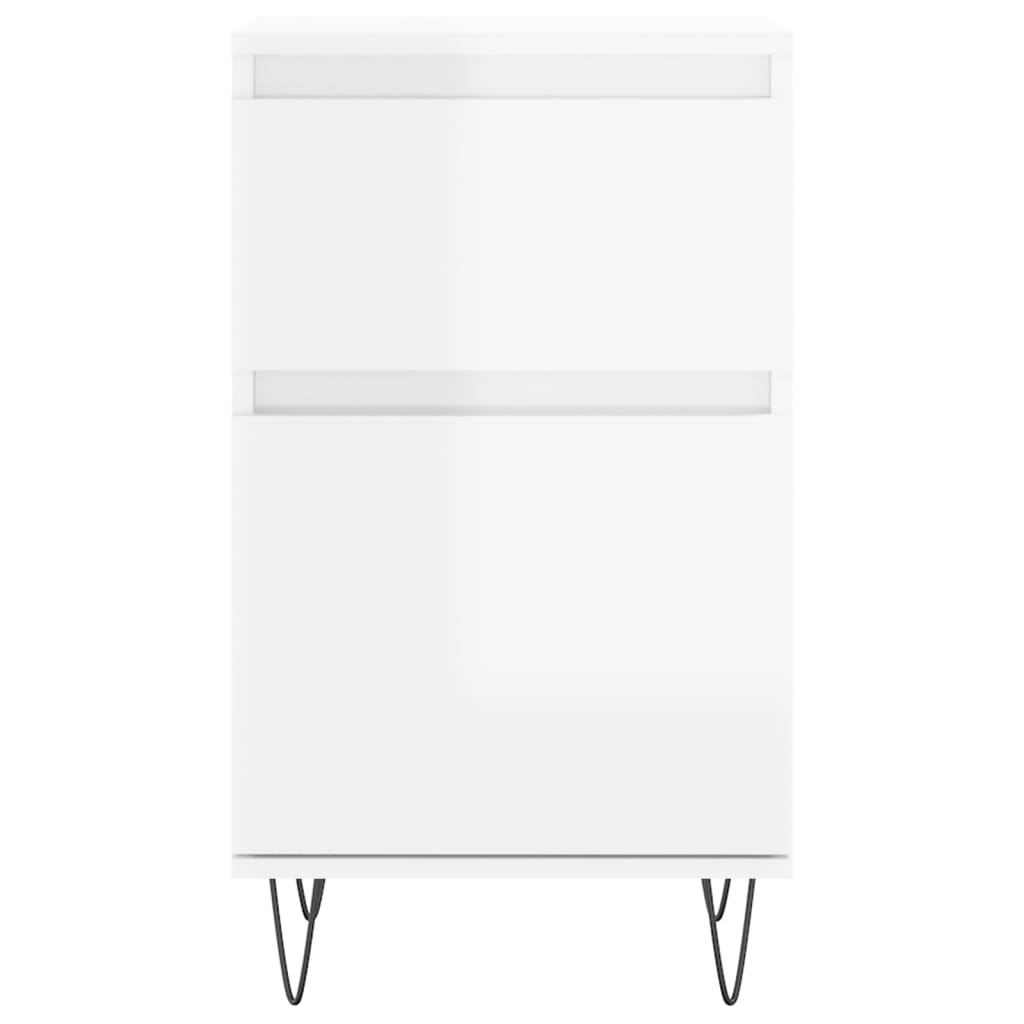 Servante, 2 buc., alb extralucios, 40x35x70 cm, lemn prelucrat